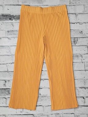 A New Day Orange Ribbed Flare Pants Women’s Large Pull On Stretch